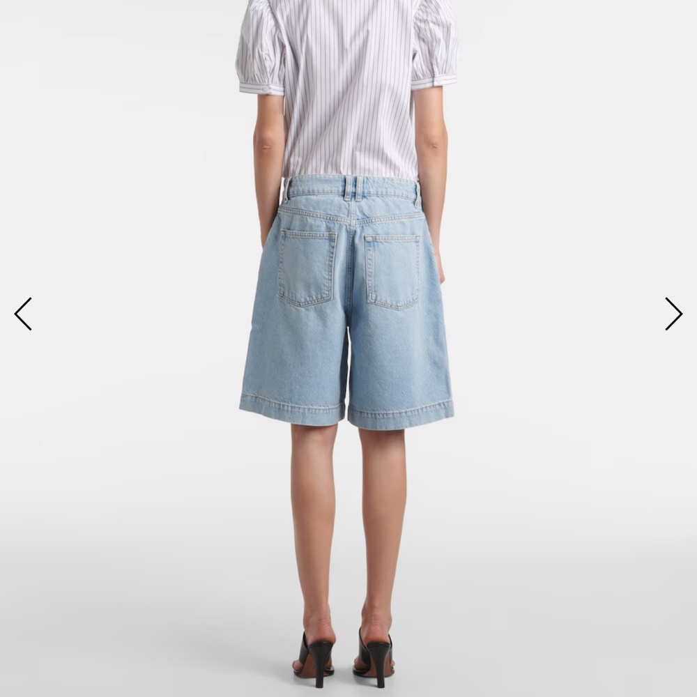 FRAME The Trouser Shorts Light Blue Denim Bermuda Women's Shorts. NEW - Picture 2 of 13